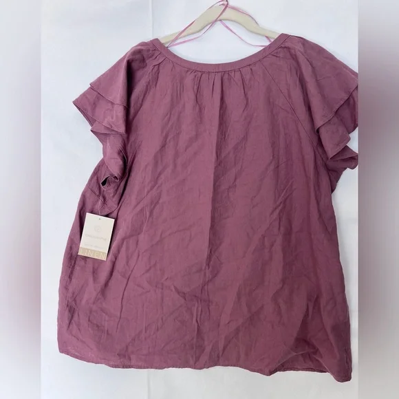 Women's Mauve Linen Blouse NWT 2X - Picture 2 of 7